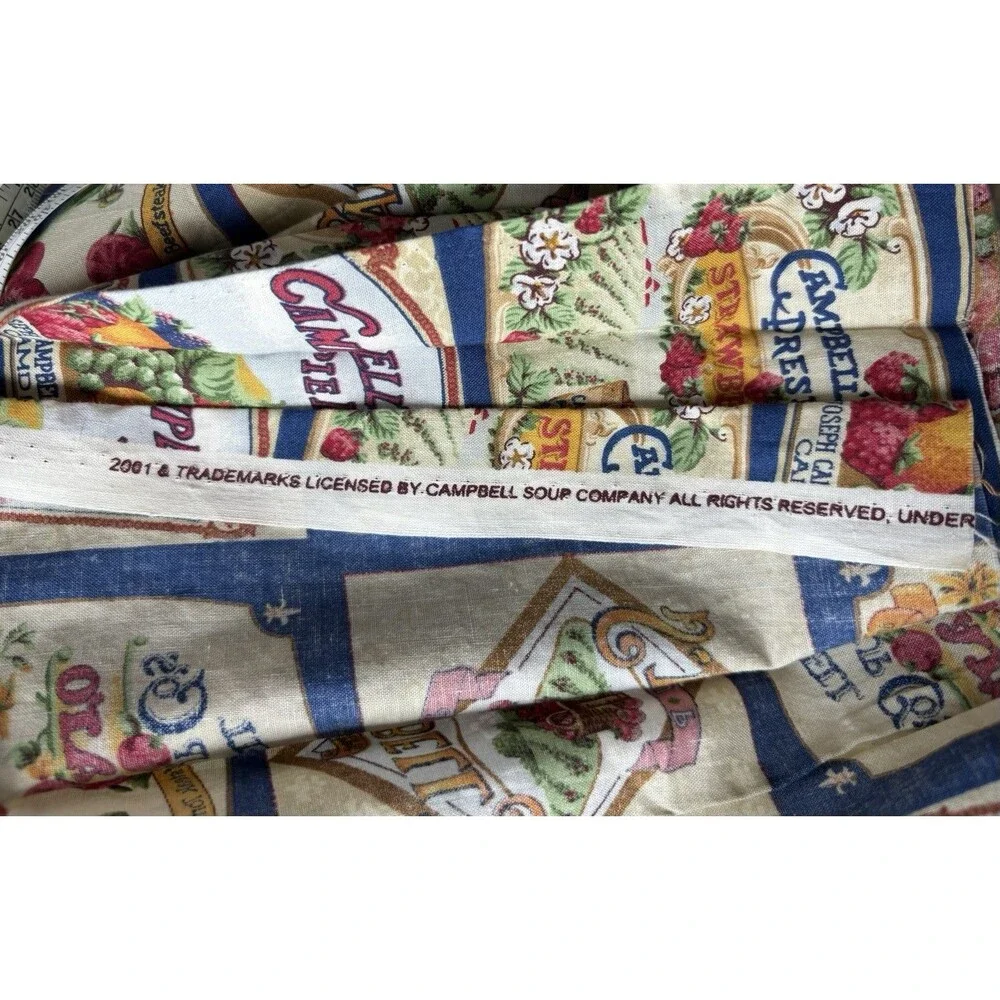 VTG 2001 Campbell Soup Labels Concord Fabrics Cotton Fabric (78x42) 2+ Yards